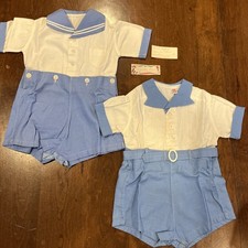 Vintage 1940s Baby Boy Shorts Romper Toddler Peter Piper Set Of 2 Nautical