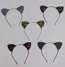 Glitter Leopard Print Cat Ear Headbands Cosplay Costume Accessories Set Of Five