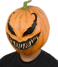 Creepy Pumpkin Mask, Scary Pumpkin Head Mask for Halloween Costume Party Props A