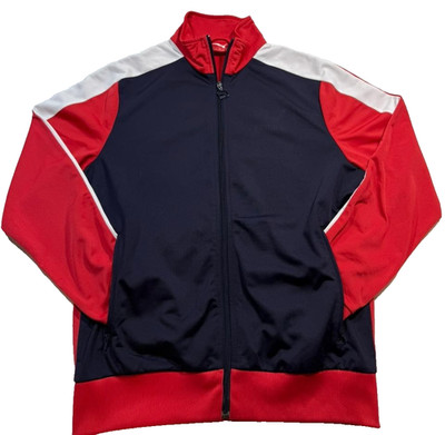 Vintage Style Track Jacket Red, White and Navy - Size M