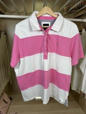 Crew Clothing Co Womens Pink White Stripe Polo Shirt UK 18 Rugby