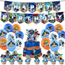 Astro Bot Birthday  Party Supplies Set Balloon Banner Cake Toppers Decoration