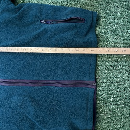 Vintage 1990s LL Bean Fleece Jacket Turquoise Zip Pockets Full Zip Size Large - Picture 6 of 7