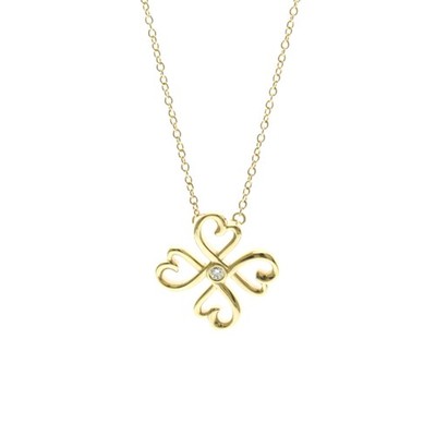 Tiffany Loving Heart Kleeblatt Halskette Gelbgold (18K) Diamant Herren... BF592306