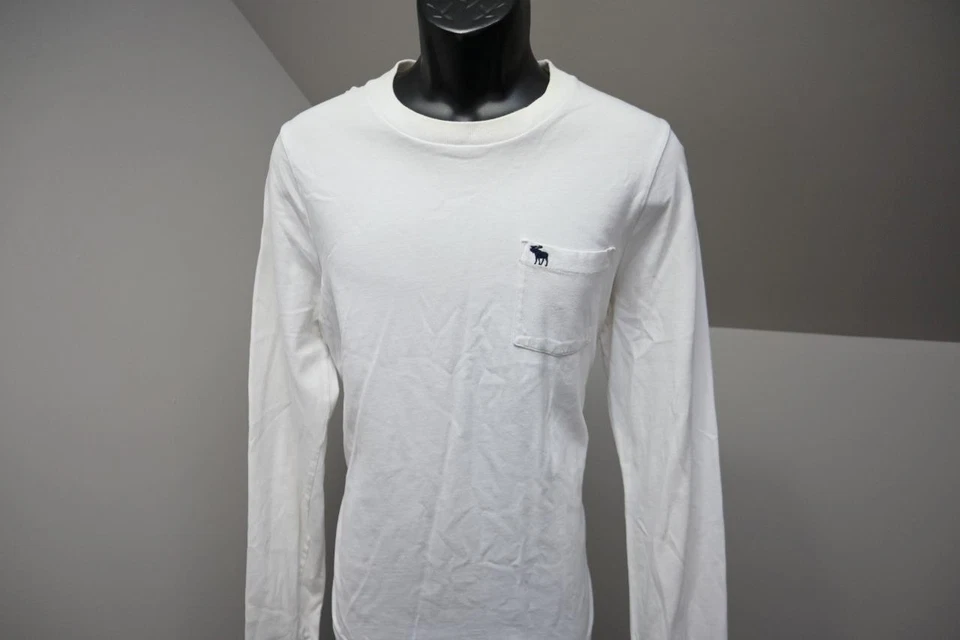 Camiseta Abercrombie & Fitch Ajuste Muscular Manga Larga Blanca Niños Talla 2XL XXL Foto 2 de 4