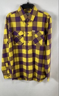 Dixxon Men's The Mamba D Tech Flannel Shirt Purple Gold Kobe Tribute Sz M