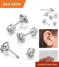 Elegant Double CZ Flat Screw Back Stud Earrings – Perfect for Cartilage Piercing