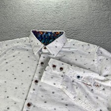 Robert Graham Shirt Mens L Classic White Textured Button Long Sleeve Flip Cuff