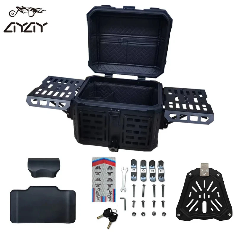 45L Motorrad Tail Box Universal Aluminium Kofferraum mit Bracket Grundplatte NEU - Bild 3 von 4