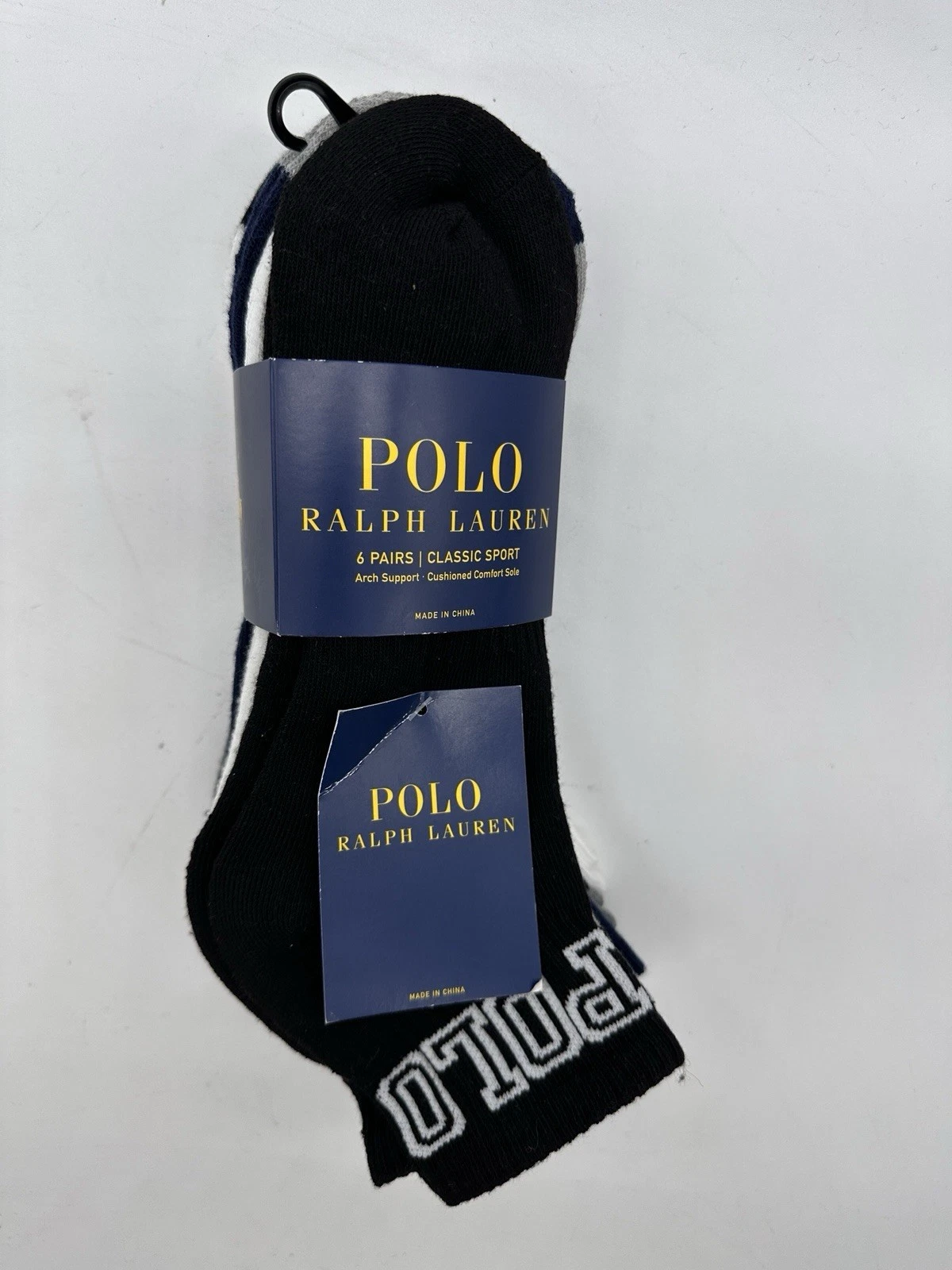 NEW 6 PAIR POLO RALPH LAUREN CLASSIC SPORT MENS CUSHIONED ANKLE SOCKS LARGE