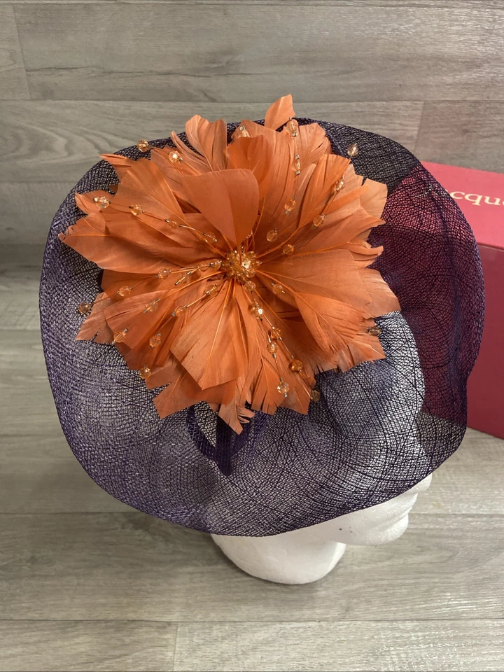 Jaques Vert Fascinator Purple/Orange Floral Head Band With Box Wedding Races - Image 3 of 4