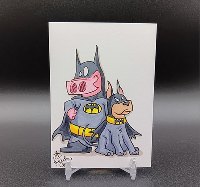 #ad 🐷 Original Sketch Card Rupert as BATMAN w ACE 1 1 PSC Amanda Cleal $19.99