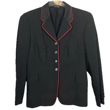 Grand Prix Equestrian Hunt Coat Women Sz 18R (Fits like 10) Black Red Trim Snake