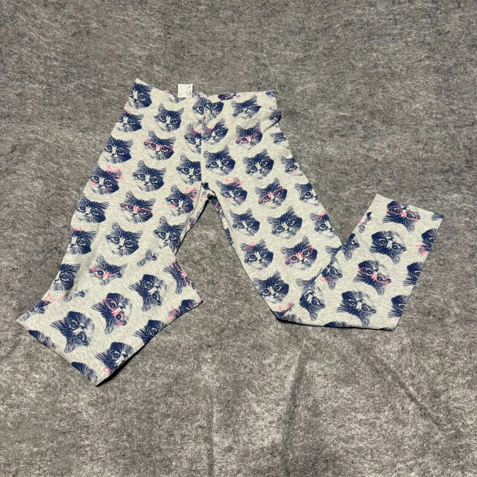 Gap Kids Girls Leggings Size XL Grey Cat Animal Print Print 12 Yrs Stretch Pants