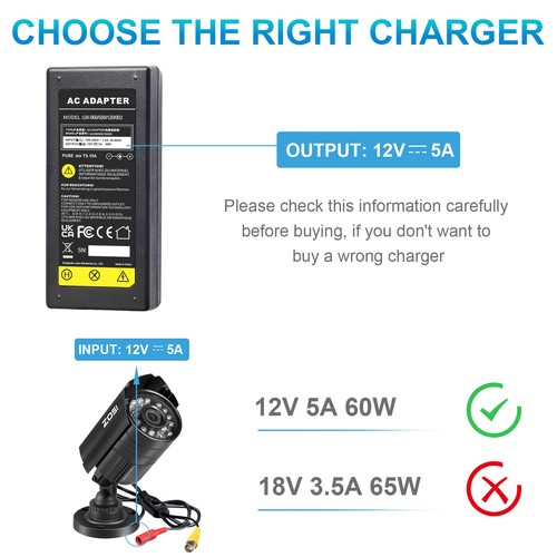 12V 60W AC Adapter Charger 8 Split Cable Power Cord For Security CCTV DV Camera - Picture 9 of 9