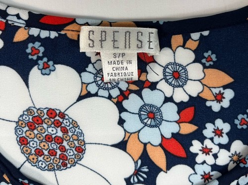 Spense Women’s Small Blue Floral Short Sleeve Blouse - Picture 3 of 13