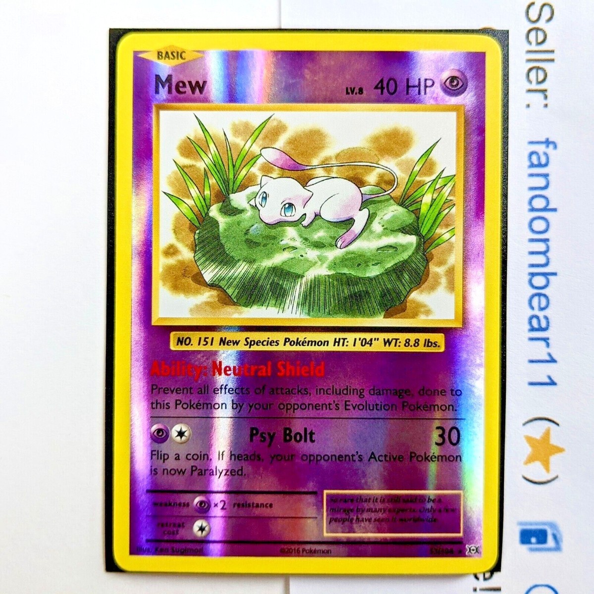 Mew REVERSE HOLO RARE card 53/108 XY Evolutions Pokemon TCG 2016 Base Set  Art