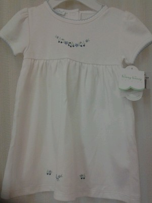 NWT Kissy Kissy Premier 100% pima cotton Hand Embroidered Dress Size 0 3  Month
