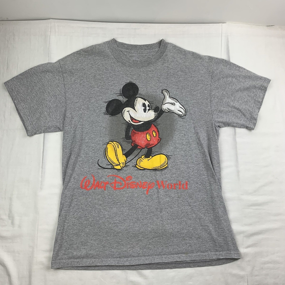 Vintage Mickey Mouse Shirt Adult Medium Gray Disney World Theme
