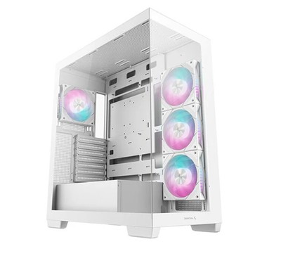 DeepCool CG580 4F WH (White)Panoramic ATX Mid-Tower Case, 4 x Pre Installed Fans