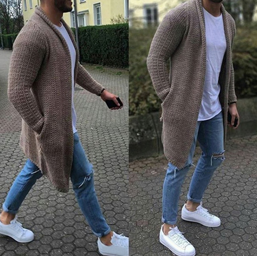 Mens Cardigan Sweater Shawl Collar Open 