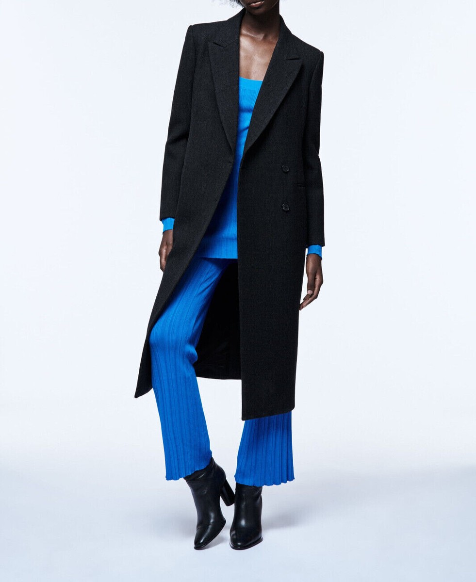 NWT ZARA WOMEN'S 100% WOOL LONG COAT LIMITED EDITION Dark NWT ZARA WOMEN'S 100% WOOL LONG COAT LIMITED EDITION Dark