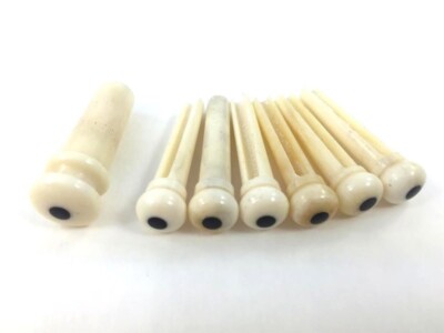 NEW - Set of 6 Camel Bone Bridge Pins With Ebony Dots