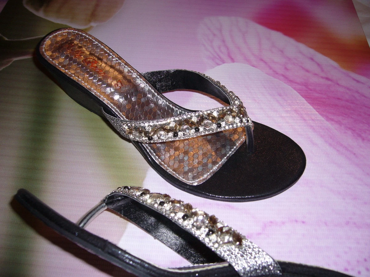 ZAPATOS ZAPATILLAS ALPARGATAS SANDALIAS BRILLANTES ABALORIOS N 37