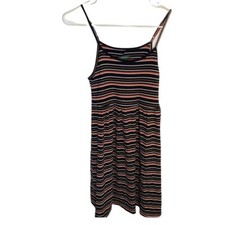 Wild Fable Women's Size Small Sleeveless Ribbed Fit  Flare Dress Black Stripes
