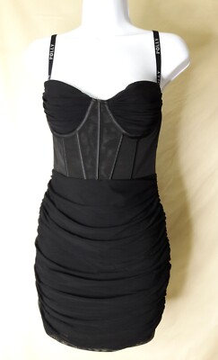 Women's OH POLLY Black Overload Mesh Bodycon Corset Mini Dress (6) | eBay