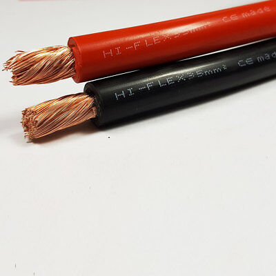 50 mm² Negro Rojo 345 A Amperios Batería De Pvc Flexible Cable de soldadura libre del estirón Por Metro 