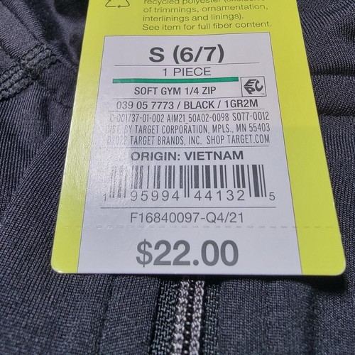 All in Motion Soft Gym 1/4 Zip Sweatshirt Black Boy's Size S (6/7) - Picture 5 of 5
