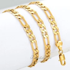 5MM Gold Filled Figaro Chain Necklace Choker Unisex Choker Jewelry 18/20/22/24"