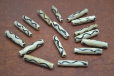 30 PCS BROWN WAVY BUFFALO BONE TUBE BEADING BEADS 1" 192