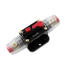 50 AMP CAR STEREO AUDIO 12V CIRCUIT BREAKER FUSE INLINE FITS 4 8 GAUGE WIRE