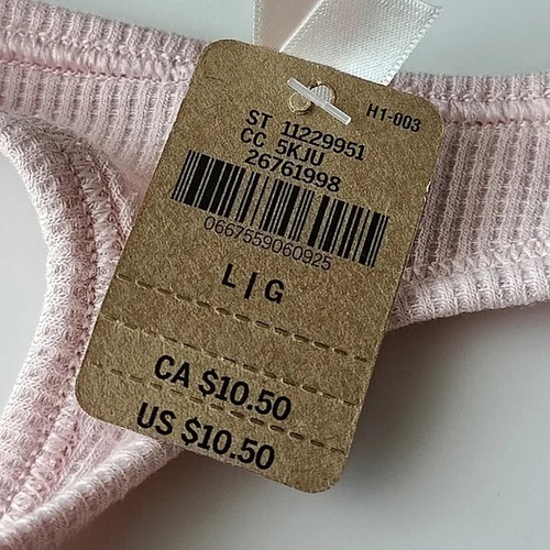 PINK Victoria's Secret Waffle Cotton Thong Panty Silver Pink Size L/XL - Picture 6 of 8