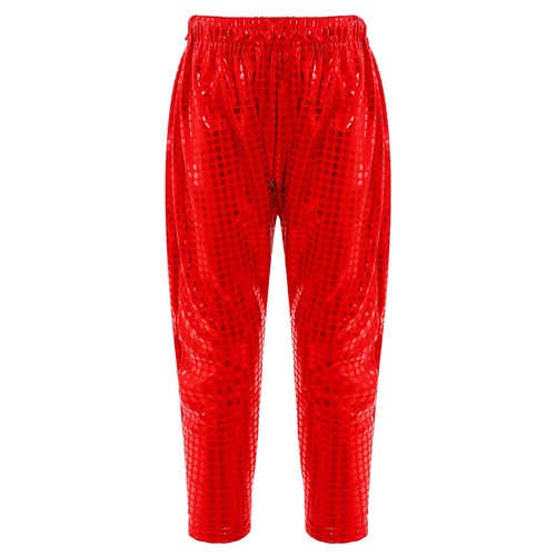 Kids Sequined Pants Shiny Sequins Dance Clothing Costume Wetlook Trousers Jazz - Picture 28 of 50
