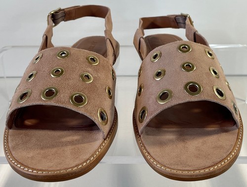 J.CREW Buttery Soft Suede Grommet Slingback Flat Sandals 12 Blush $128 #E7663 - Picture 6 of 14