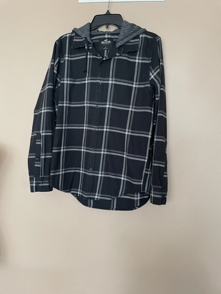 Hollister hooded flannel shirt deals
