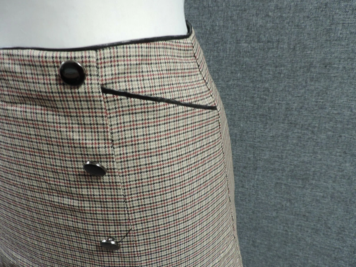 Oasis a-line mini skirt clearance with button front in check