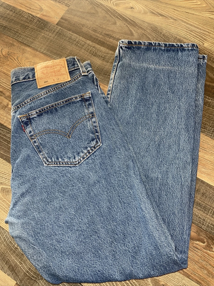 Vintage 90s Levis 501-0193 Denim Blue Button Fly Jean Size 33 Made in USA
