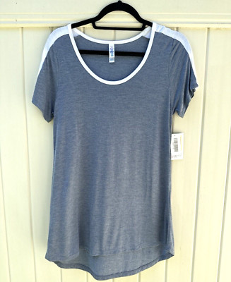 LuLaRoe Classic Tee Top NWT Small Bluish Gray White Short Sleeve Soft Jersey