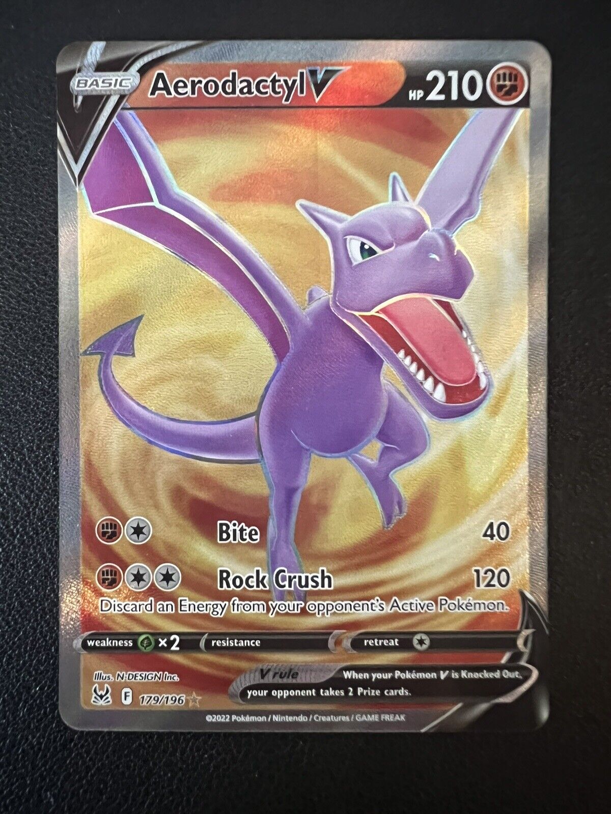 Aerodactyl V 179/196 Full Art NM/M Lost Origin Pokemon + Card Saver