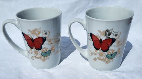Fringe Studio Mug Set of 2 French Calligraphy Butterflies Barnes Noble Modern - Picture 3 of 8