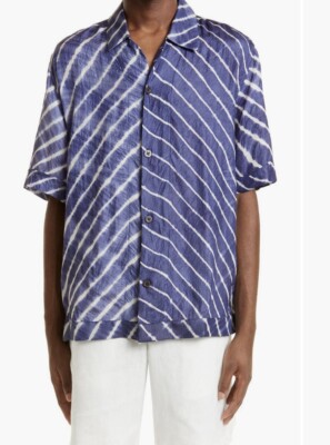 SMR Day s Men s Barkhoven Tie Dye Chevron Short Sleeve Silk Shirt $745