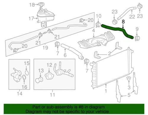 NEW GM 2012-2016 Chevrolet Impala Impala Limited Radiator Outlet Hose 19258622 - Image 4 of 4