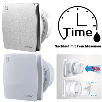XIIW Badlüfter leise Ø 100mm mit Feuchtesensor Nachlauf Bad WC Wand Ventilator Abluft