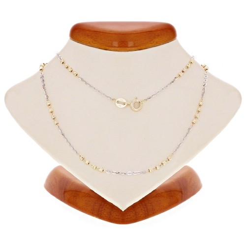 Italian 14k Two Tone Gold Diamond Cut Ball Bead Chain Necklace 16" 2.3 grams - Picture 3 of 4
