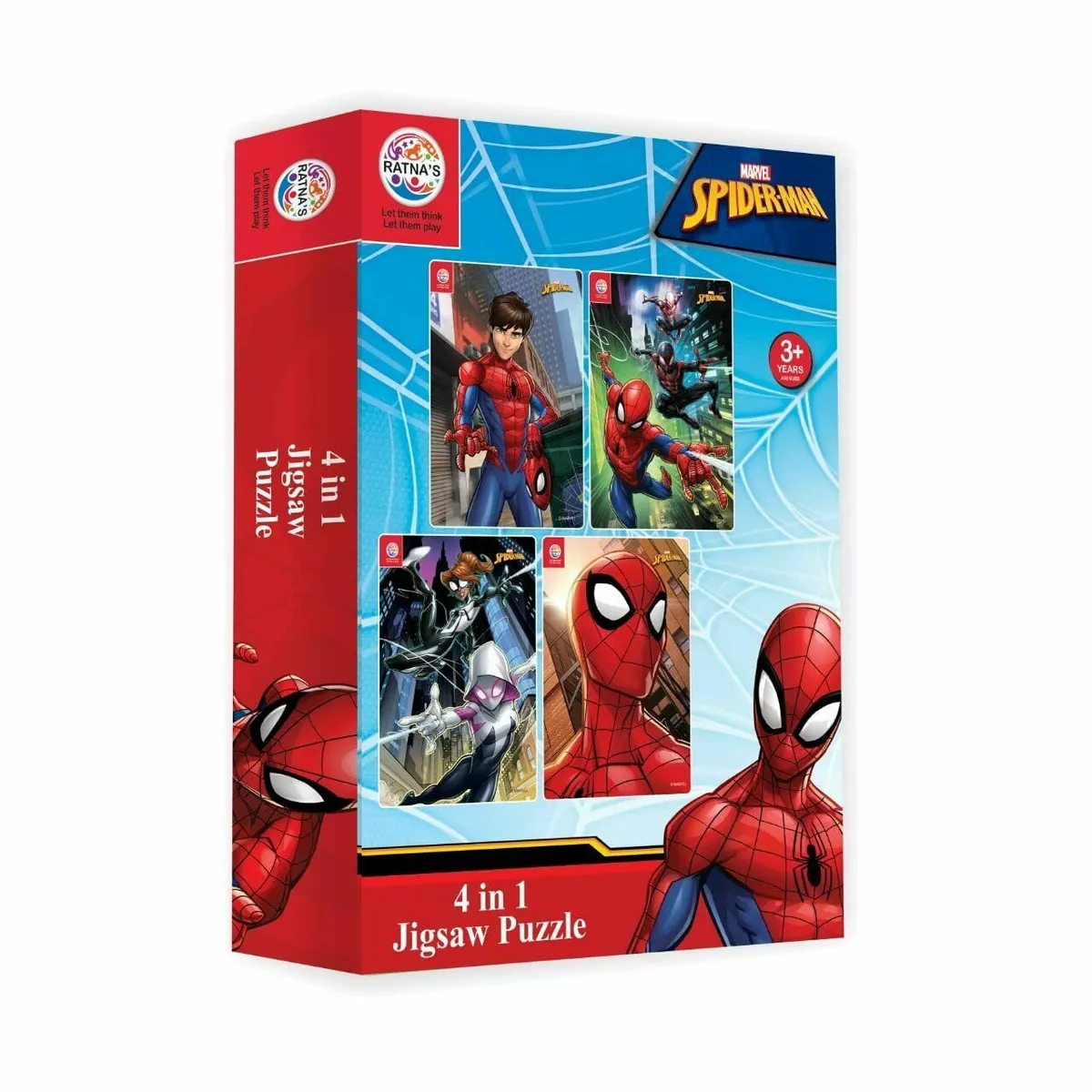 Ratna's 4 in 1 Spiderman Jigsaw Puzzle (140 Pieces) Marvel Series Mult –