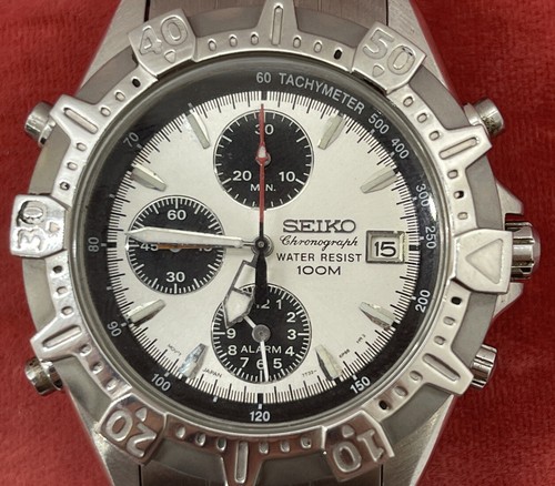 Vintage Seiko 7T32-6M20 Chronograph 100M Seiko Panda Diver Watch Men Quartz  40mm | eBay